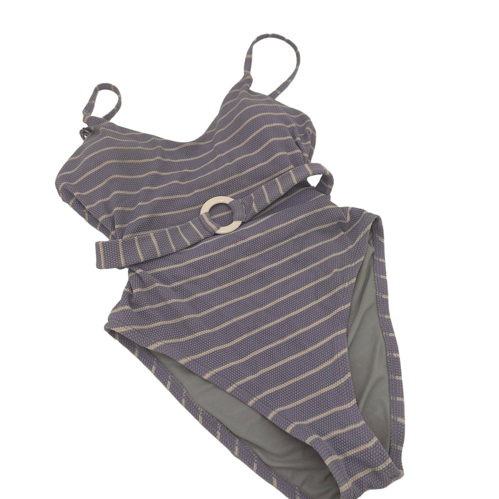 Splendid Atmospheric Belted Striped One Piece Swimsuit Size Medium